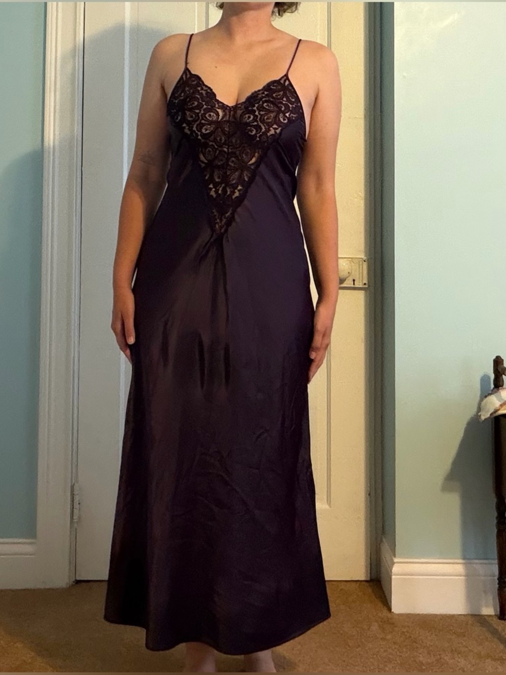80s romantic satin purple slip mini dress whimsigoth gold label Victorias Secret